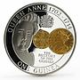 Tristan da Cunha 1 guinea The History of the Guinea Queen Anne silver coin 2013