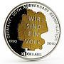 Nauru 10 dollars 20th Anniversary of Germany Reunion proof silver coin 2010