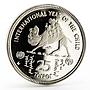 Mongolia 25 togrog International Year of the Child  proof silver coin 1980