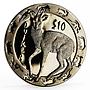 Sierra Leone 10 dollars Nocturnal Animals series Duiker silver coin 2008