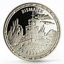 Solomon Islands 25 dollars Legendary Warships series Bismarck silver coin 2005