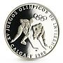 Panama 1 balboa Calgary Olympic Winter Games series Hockey silver coin 1988