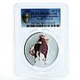 China 10 yuan Year of the Horse PR70 PCGS colored silver coin 2002