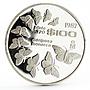 Mexico 100 pesos Monarch Butterflies Fauna proof silver coin 1987