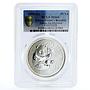 China 10 yuan Wildlife Panda on Leaves mirrored MS68 PCGS silver coin 2000