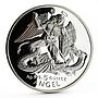 Isle of Man 5 angel Archangel Michael Slaying the Dragon silver coin 1995