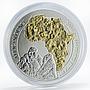 Rwanda 50 francs Family of Gorillas African Continent gilded silver coin 2008