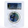 Somalia 1000 shillings Wildlife Elephant MS67 PCGS colored silver coin 2005