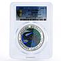 Somalia 1000 shillings Wildlife Elephant MS67 PCGS colored silver coin 2005
