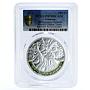 Armenia 100 dram Skhtorashen Platanus Tree PR70 PCGS colored silver coin 2014