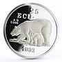 Denmark Greenland 25 ecu World Wildlife Fund series Polar Bear silver coin 1993