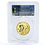 China 50 yuan Panda Large Date Plain MS69 PCGS gold coin 1999