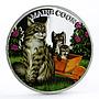 Rwanda 500 francs Cats series Maine Coon Cat Flowers colored silver coin 2011