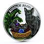 Rwanda 500 francs Cats series Russian Blue Cat Plant colored silver coin 2011