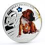 Fiji 2 dollars My Great Protector Boxer Dog colored silver coin 2013
