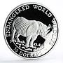 Cook Islands 50 dollars Endangered Wildlife Black Rhinoceros silver coin 1990