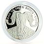 Vietnam 100 dong Enadangered Wildlife Elephants Fauna proof silver coin 1993