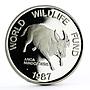 Philippines 200 piso WWF series Mindoro Buffalo proof silver coin 1987