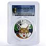 Vietnam 100 dong Endangered Wildlife Caracal PR67 PCGS colored silver coin 1996