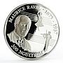 Bhutan 300 ngultrums Composer Maurice Ravel Playing the Violin silver coin 1993