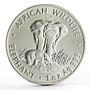 Zambia 5000 kwacha African Wildlife series Elephant silver coin 1999