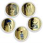 Somalia set of 5 coins The Treasures of Tutankhamun gilded CuNi coins 2008