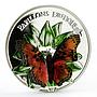 Cameroon 1000 francs Charaxes Fournierae Butterfly colored silver coin 2011