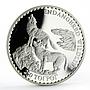 Mongolia 250 togrog Endangered Wildlife Wolves proof silver coin 1992