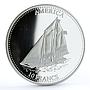 Congo 10 francs History of Seafaring Ship America Clipper proof silver coin 2001