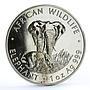 Zambia 5000 kwacha African Wildlife series Elephant silver coin 1999