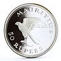 Mauritius 50 rupees Endangered Wildlife Fauna Kestrel Bird silver coin 1975