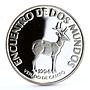 Uruguay 200 pesos Ibero American series Pampas Deer Fauna proof silver coin 1994