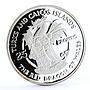 Turks and Caicos 25 crowns Queen's Beast The Wales Red Dragon silver coin 1978