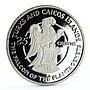 Turks and Caicos 25 crowns Queen's Beast Plantagenets Falcon silver coin 1978