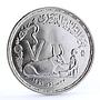 Egypt 5 pounds National Veterinarian Day Man Feeding Ox silver coin 1987