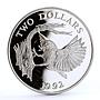 Bermuda 2 dollars Endangered Wildlife Eastern Blue Bird silver coin 1992