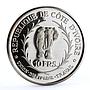 Ivory Coast 10 francs President Felix Boigny Elephant silver coin 1966