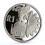 South Africa 1 rand National Tourism Industry Train Flower silver coin 2001