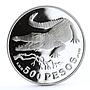 Colombia 500 pesos Endangered Wildlife Crocodile Fauna silver coin 1978