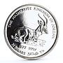 Jordan 2 1/2 dinars Endangered Wildlife Fauna Gazelle proof silver coin 1977