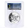Liberia 10 dollars Endangered Wildlife Leopard Fauna PR70 PCGS silver coin 1995