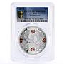 Niue 2 dollars Eternal Love Doves Birds PR70 PCGS colored silver coin 2011