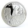 Albania 50 leke Seaport of Durazzo Ship Clipper proof silver coin 1987