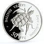 Lithuania 50 litu Endangered Wildlife Sea Turtle Fauna silver coin 2012