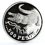 Colombia 500 pesos Endangered Wildlife Crocodile Fauna silver coin 1978