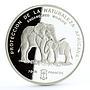 Equatorial Guinea 7000 francos Endangered Wildlife Elephants silver coin 1995