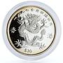 Liberia 10 dollars Return of Hong Kong to China Dragon proof silver coin 1997