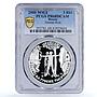 Russia 3 rubles Human Being in Modern World PR68 PCGS silver coin 2000