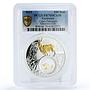 Tajikistan 100 somoni Capra Falconeri Selective Gilt PR70 PCGS silver coin 2021
