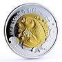 Hong Kong 50 dollars Good Luck Golden Fish Three Wishes gilded silver coin 2002